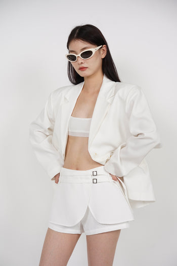 Belted Wrap Skorts in White