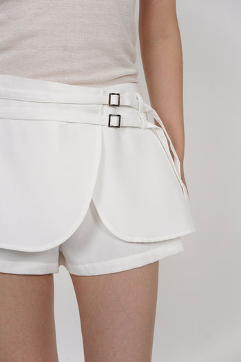 Belted Wrap Skorts in White