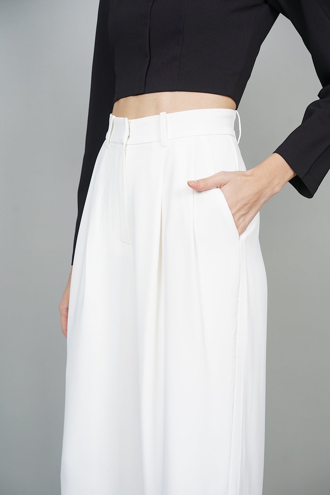 Faith Wide Leg Tailored Pants in White