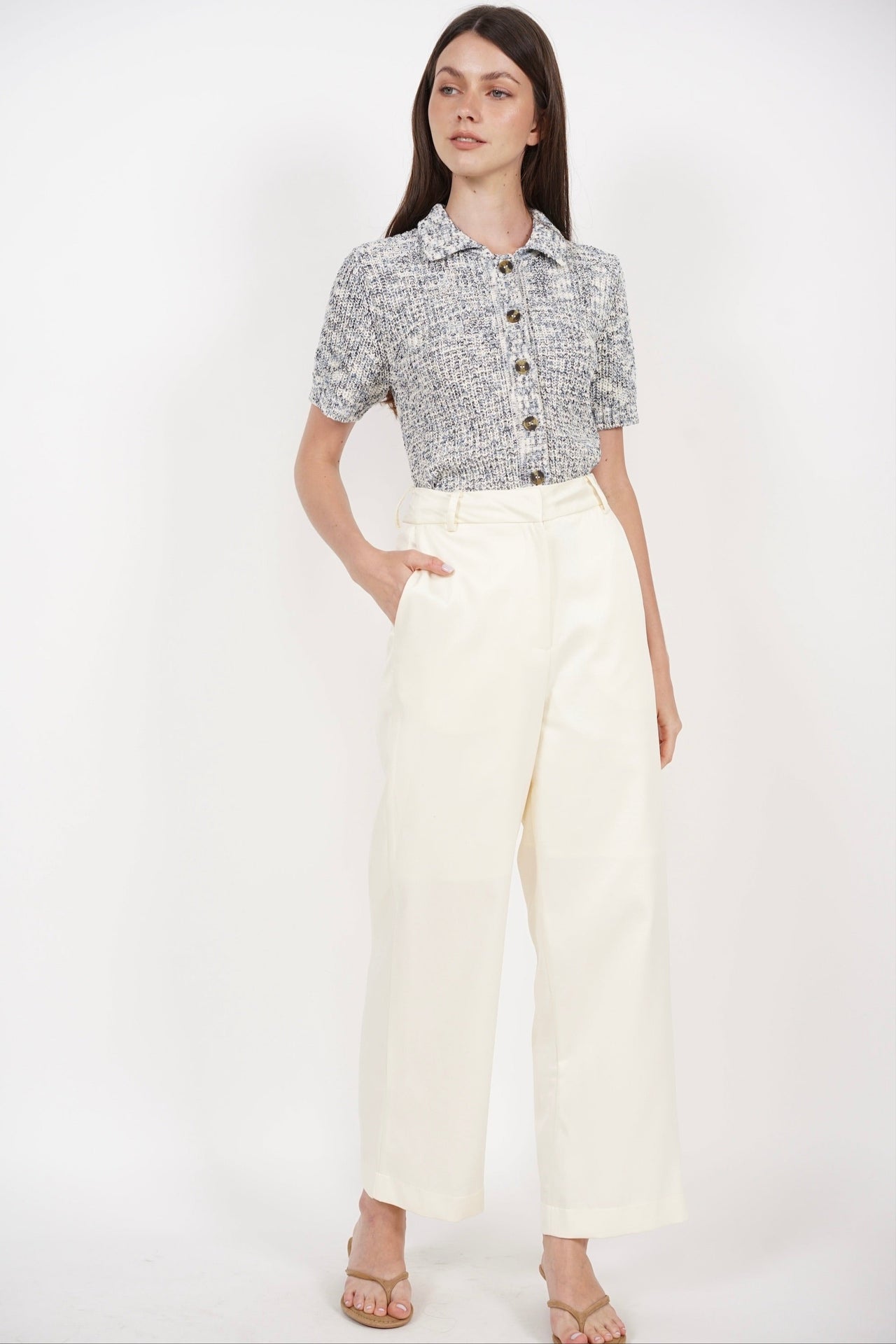 Straight Cut Pants in Ecru