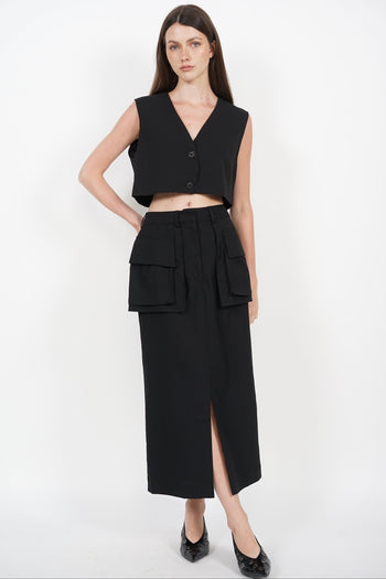 Cargo Pocket Skirt in Black