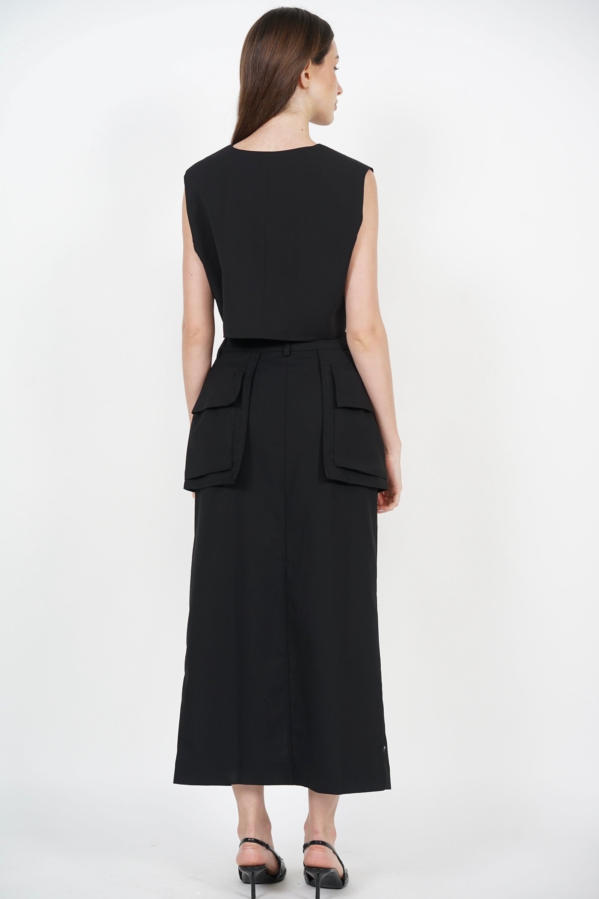 Cargo Pocket Skirt in Black