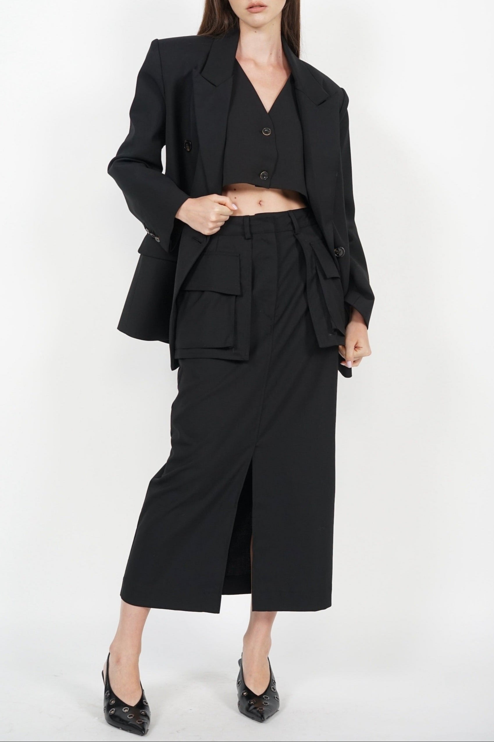 Cargo Pocket Skirt in Black