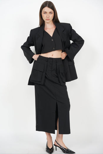 Cargo Pocket Skirt in Black