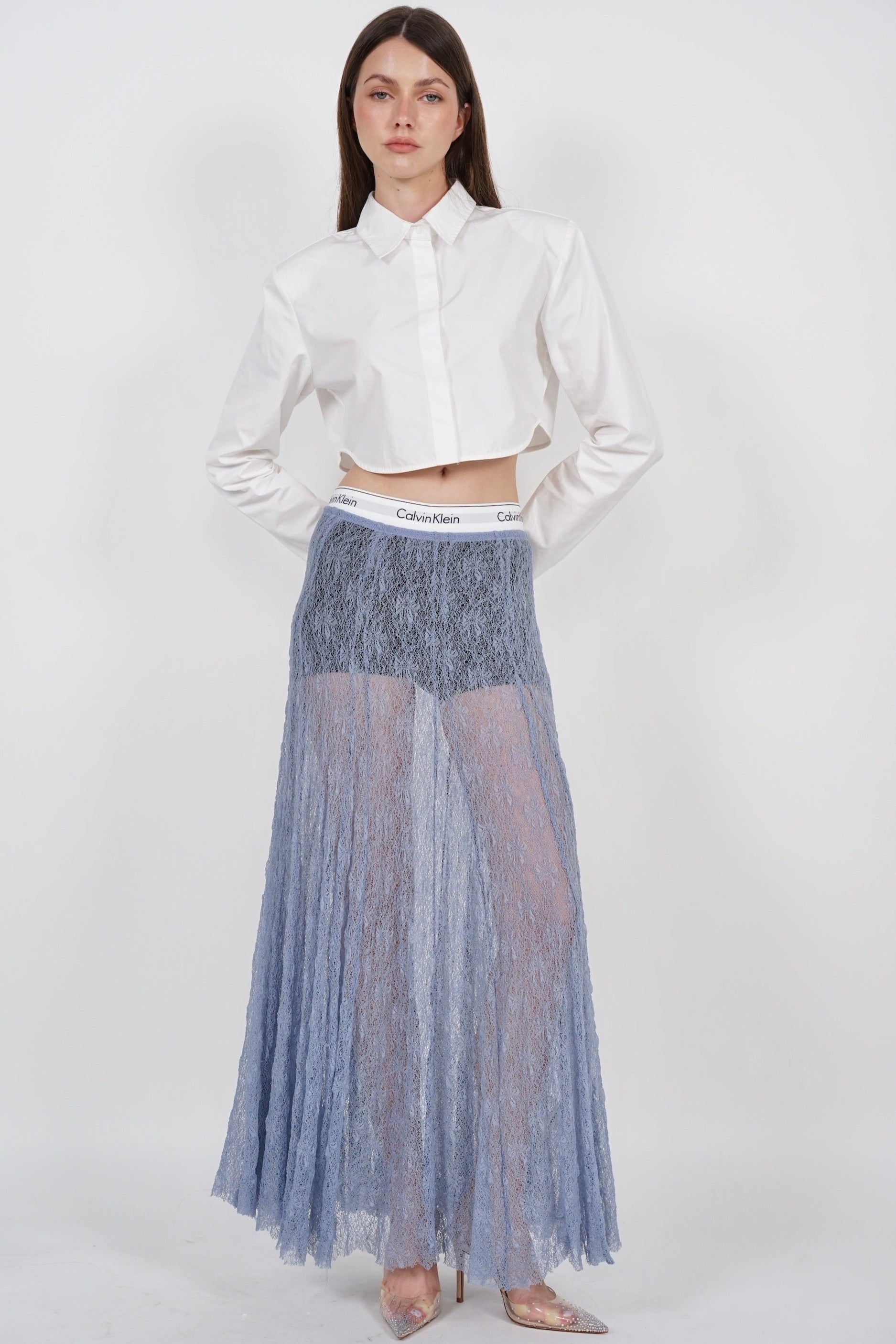 Cropped Collar Shirt in White