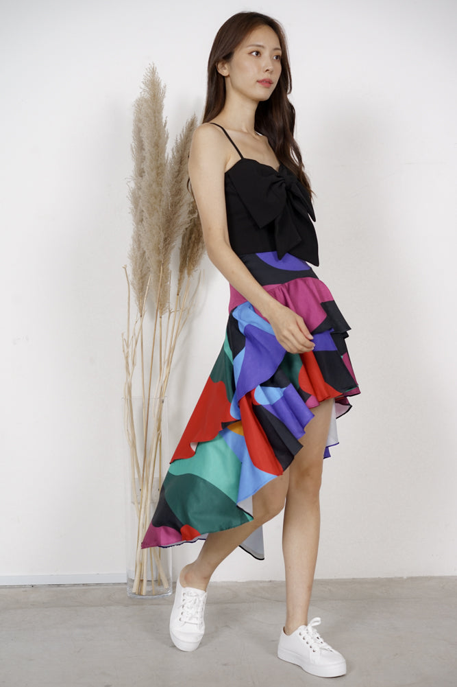 Jacobus Tiered Skirt in Multi Abstract